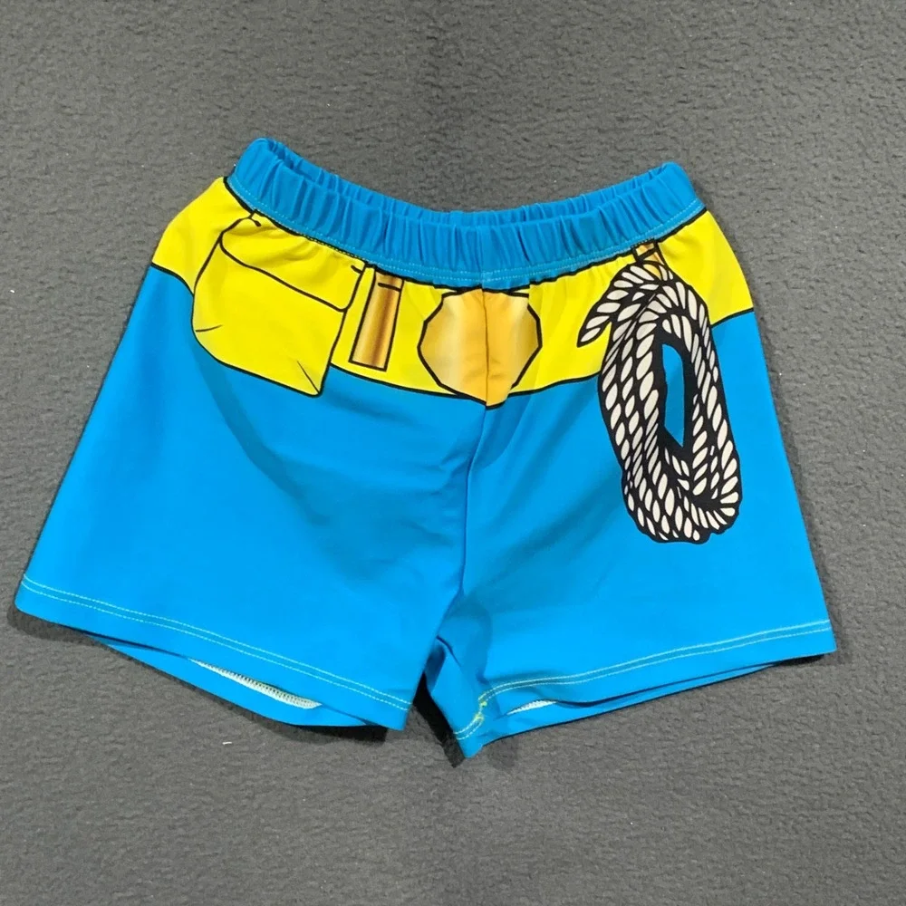 Tiny Crowns Superhero Rash Guard Swim Set Kids 2T Blue Muscle Print UPF 50+
